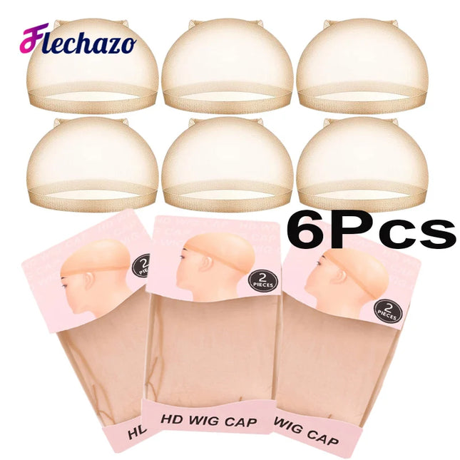 HD Wig Cap Weave Caps 6Pcs Skin Tone Bald Cap Hairnet Skin Tone Realistic Look Hd Scalp Wig Cap For Wigs Bundles Installation