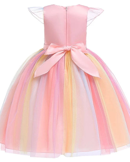Kids Unicorn Dress for Girls Party Dresses Flower Appliques Ball Gown Little Girl Princess Costumes Summer Children Clothing