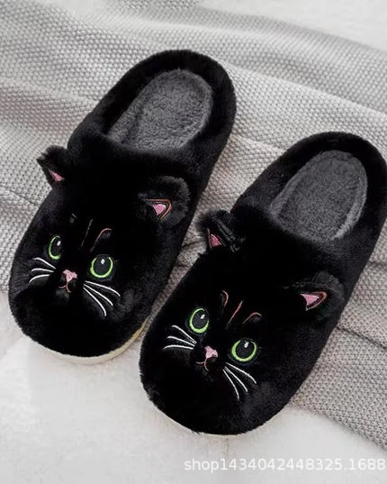 Winter Warm Slipper Women House Fuzzy Cat Cartoon Fur Plush Indoor Lazy Female Thermal Home Shoe Furry Funny Flat flip flop