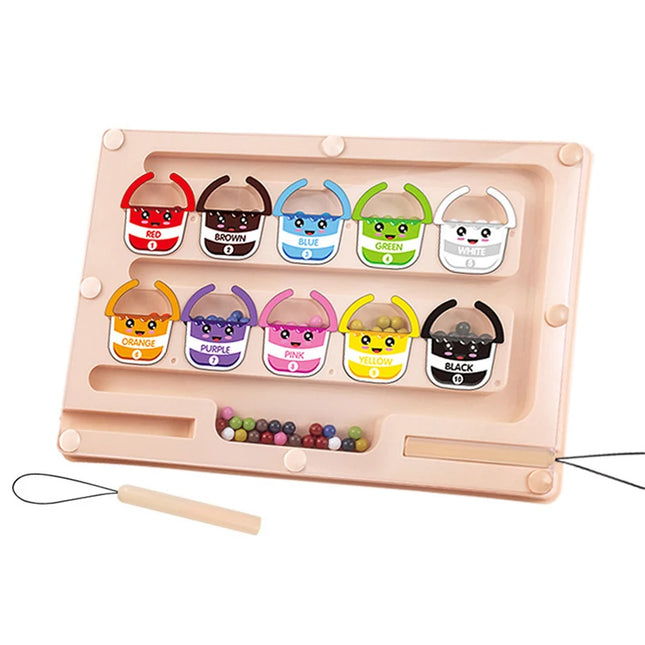 Montessori Magnetic Maze Color Sorting Game Kids Toys Fine Motor Training Pen Control Moving Bead Sensory Play Educational Toys