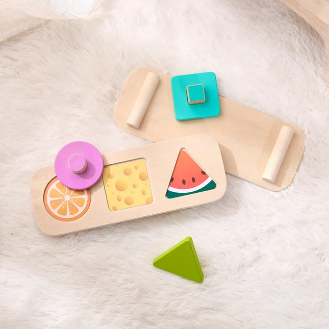 Montessori Wood Toys 0-12Months Baby Colorful Geometry Grasping Board Toys Newborn Sensory Touch Shape Recognition Game Toy Gift