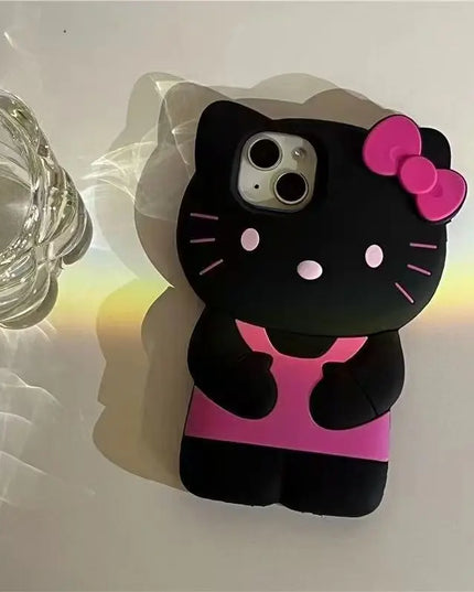 Bowknot Kitty Cat 3D Silicone Soft Phone Case For iPhone 17 Pro Max 16 15 14 Plus 13 Mini 12 11 7 8 4 4S 5 5S X XR SE