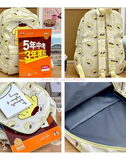 Sanrio Backpack For Kids Cartoon Hello Kitty Kuromi Bookbag Student Teenager Girl Boy Nylon Shoulders Bag Schoolbag Kawaii Bags