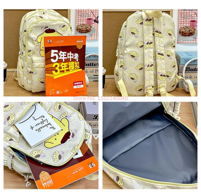 Sanrio Backpack For Kids Cartoon Hello Kitty Kuromi Bookbag Student Teenager Girl Boy Nylon Shoulders Bag Schoolbag Kawaii Bags