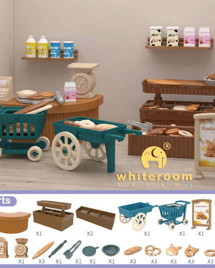 Small Dolls Mini Toys For Girls Gift Present House Accessories DIY Doll Furniture Set Bathroom Kitchen Living Room Bakery