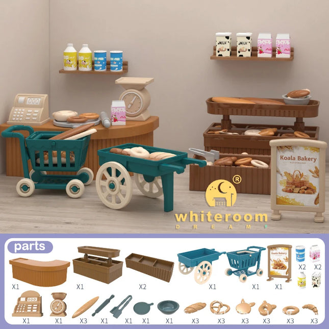 Small Dolls Mini Toys For Girls Gift Present House Accessories DIY Doll Furniture Set Bathroom Kitchen Living Room Bakery