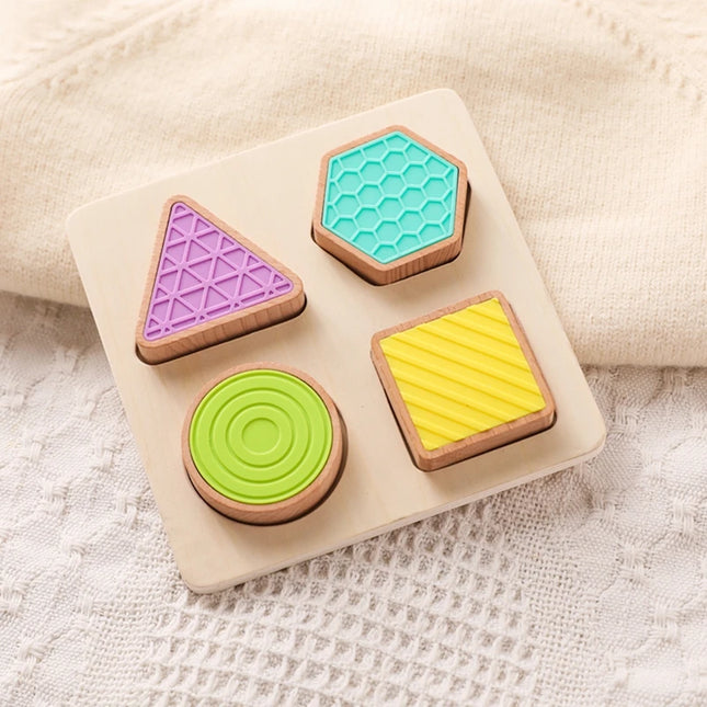 Montessori Wood Toys 0-12Months Baby Colorful Geometry Grasping Board Toys Newborn Sensory Touch Shape Recognition Game Toy Gift
