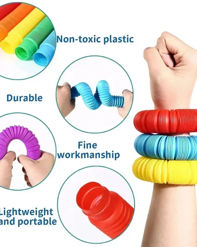 6 12 18 24 30 Pcs Pop Tubes Sensory Toys Fidget Stress Relief Decompression Finger Squeeze Toy Telescopic Tube for Kids Teenager
