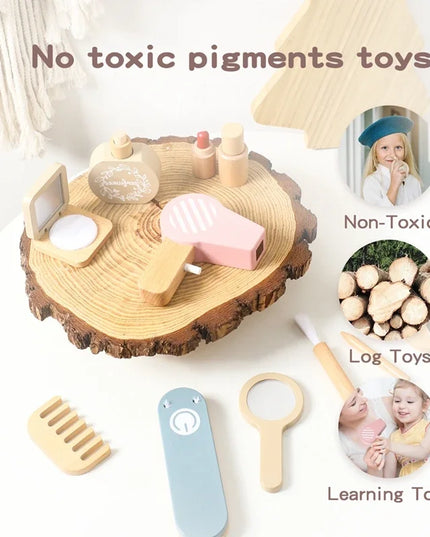 Wooden Baby Toys Simulation Cosmetics Set Pretend Makeup Toys Girls Playing House Game Children Early Education Montessori Toys