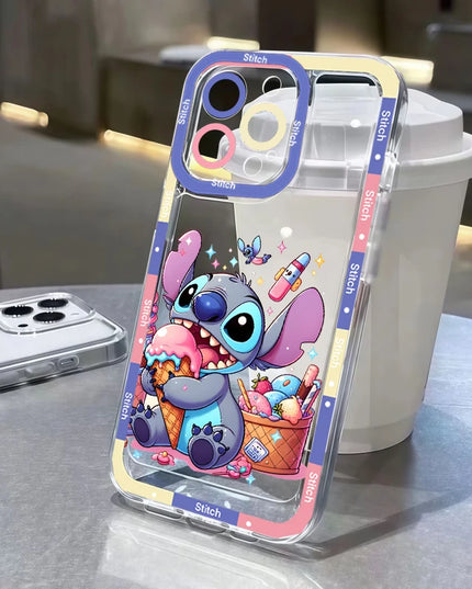 Stitch Artistic Transparent Phone Case For IPhone 17 Air 16 14 12 11 Pro Max 15 Plus 13 Mini 16E Fashion TPU Silicone Soft Cover
