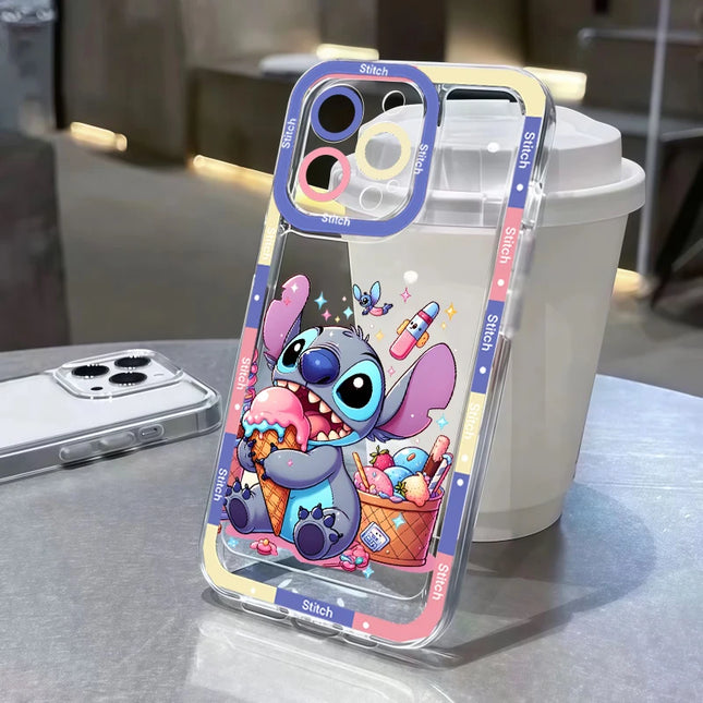 Stitch Artistic Transparent Phone Case For IPhone 17 Air 16 14 12 11 Pro Max 15 Plus 13 Mini 16E Fashion TPU Silicone Soft Cover
