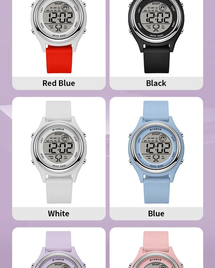SYNOKE Colorful Children Seven Lights Watches Sport Students Digital Watch For Kids Waterproof Electronic Watch Shock Resist