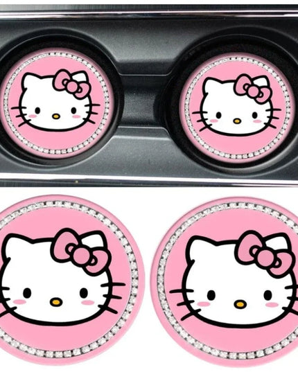 2pcs Sanrio Hello Kitty Car cup Coasters Cartoon car inner Decoration Anti Slip Mat silicone Car Cup pad Gifts for girl friend