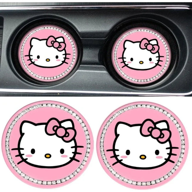 2pcs Sanrio Hello Kitty Car cup Coasters Cartoon car inner Decoration Anti Slip Mat silicone Car Cup pad Gifts for girl friend