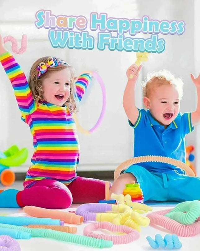 6 12 18 24 30 Pcs Pop Tubes Sensory Toys Fidget Stress Relief Decompression Finger Squeeze Toy Telescopic Tube for Kids Teenager