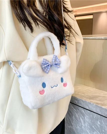 Sanrio Plush Bag Kawaii Kuromi Cinnamoroll Melody Cartoon Anime Handbag Crossbody Cosmetic Travel Storage Bags Women Girls Gifts