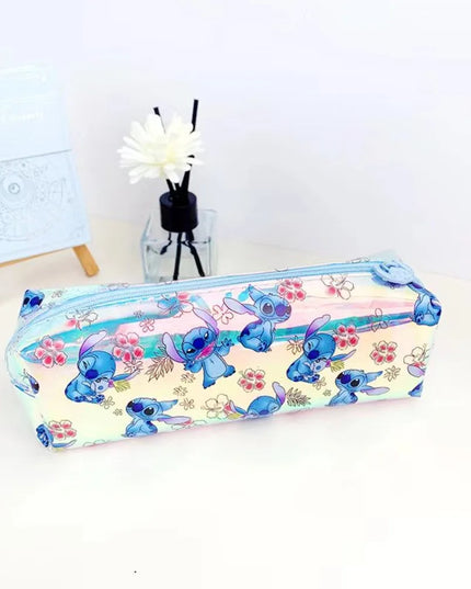 Disney Stitch Cartoon Student Stationery Laser Pencil Bag TPU Waterproof Multifunction Stationery Storage Bag