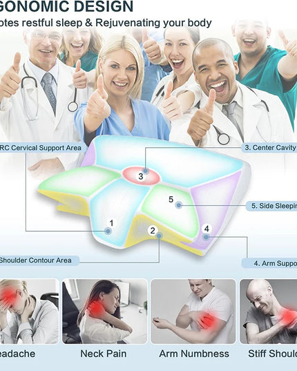 1pc Memory Foam Cervical Pillow, 2 in 1 Ergonomic Contour Orthopedic Pillow for Neck Pain, Contoured Support Pillows,Neck Pillow