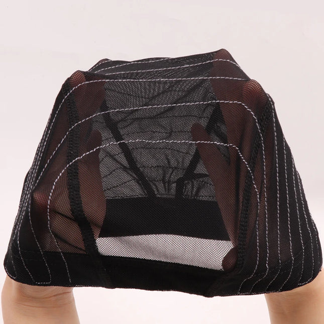 1Pcs Glueless Mesh Cap With White Line For Wig Making Black Frontal Map Cap With Guideline For Beginner Hairnet 4*4 Lace Closure