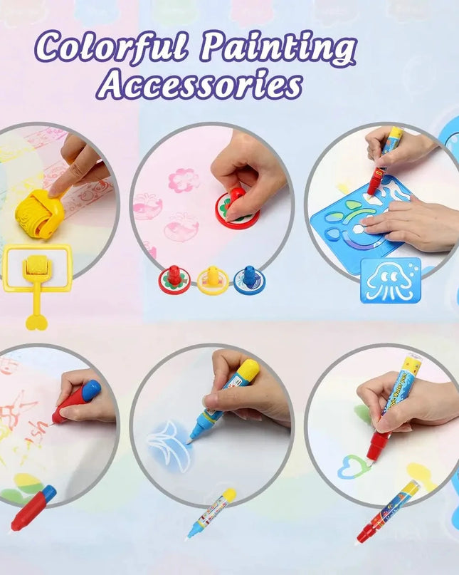 Magic Water Drawing Mat Reusable Doodle Painting Board with Pens Montessori Educational Toys for Kids Halloween Christmas Gift