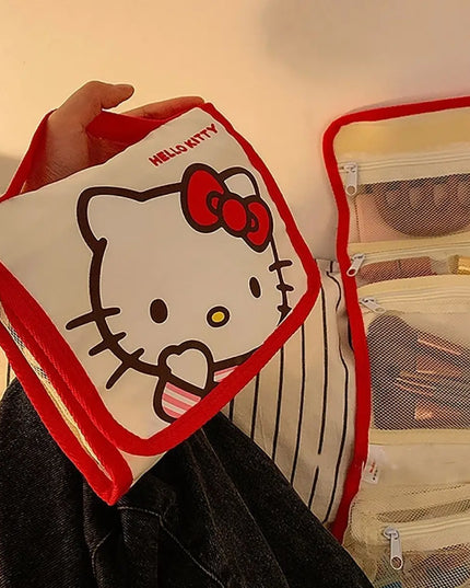 Cute Portable Travel Wash Up Storage Bag Girls Gifts Hello Kitty Kuromi Stitch KT Cat Cartoon Cosmetic Bag For Girl Kawaii Gifts