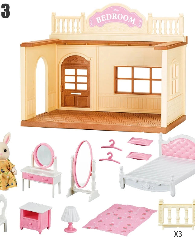 2025 New simulation furniture toys gift simulation room forest family small west house rabbit animal model home play toys