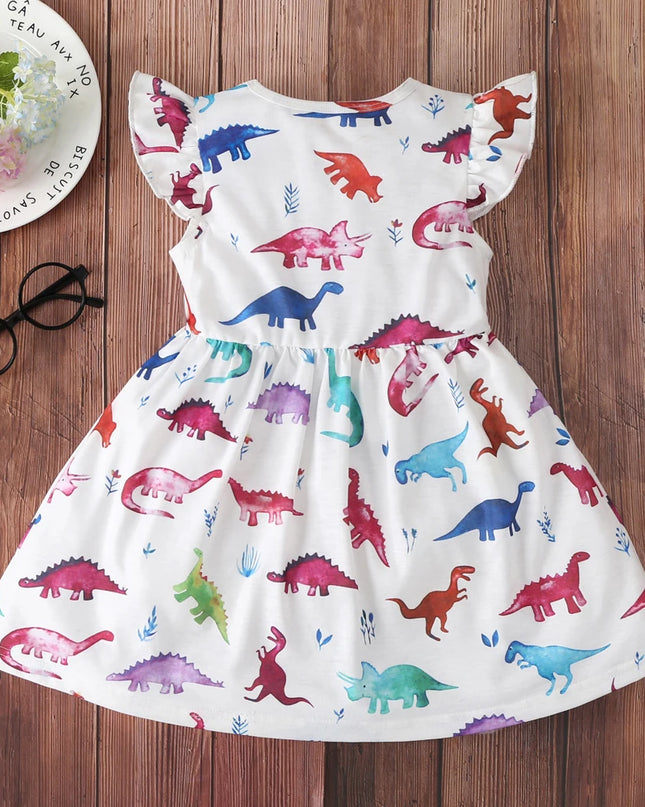New Baby Girl Clothes Dress Casual Color Unicorn Dinosaur Lovely Korean Summer Cotton Clothing Children Kids Baby Girl Dresses