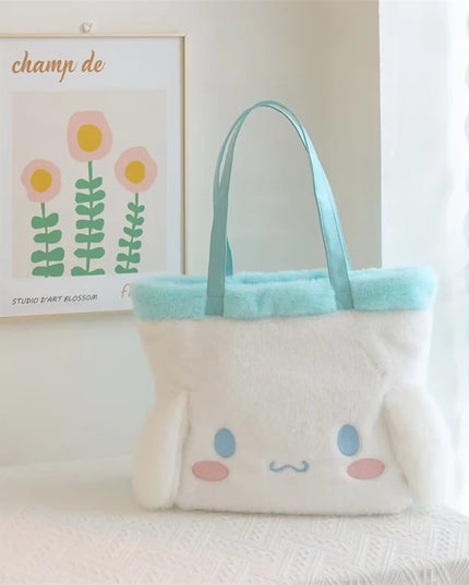 My Melody Kuromi Shoulder Bag Kawaii Japanese Style Plush Bag Pochacco Cinnamoroll HandBag Tote Package For Girl Student Gifts