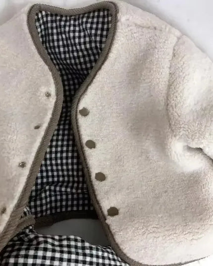 New Autumn and Winter New Warm Jacket Children Two Sides Wear Plaid Plush Jacket Kids Jackets Winter Clothes for Girls