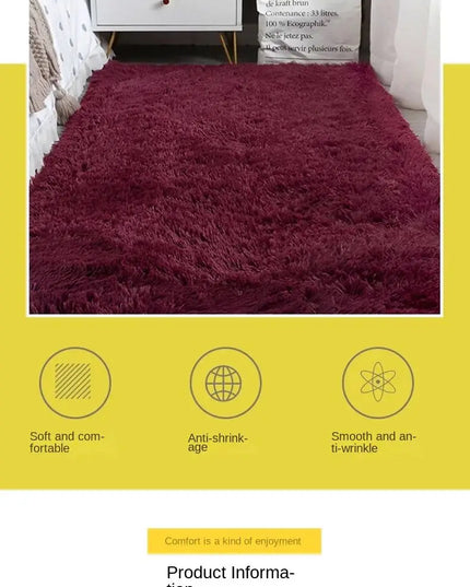 VIKAMA Silk wool Solid Colour Living Room Bedroom Bedside Sofa Soft Mat Home Light Luxury Non-slip Dirty Resistant Washable Rug