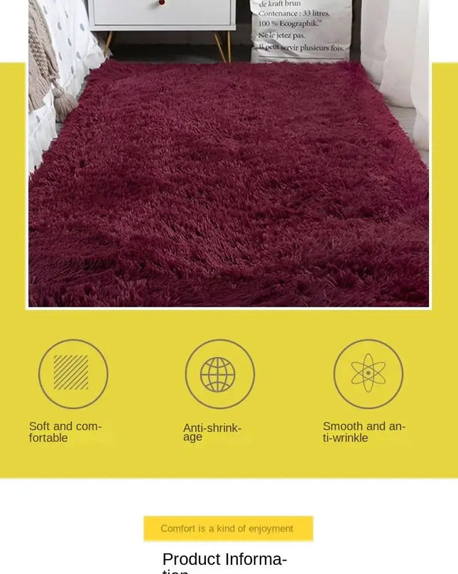 VIKAMA Silk wool Solid Colour Living Room Bedroom Bedside Sofa Soft Mat Home Light Luxury Non-slip Dirty Resistant Washable Rug