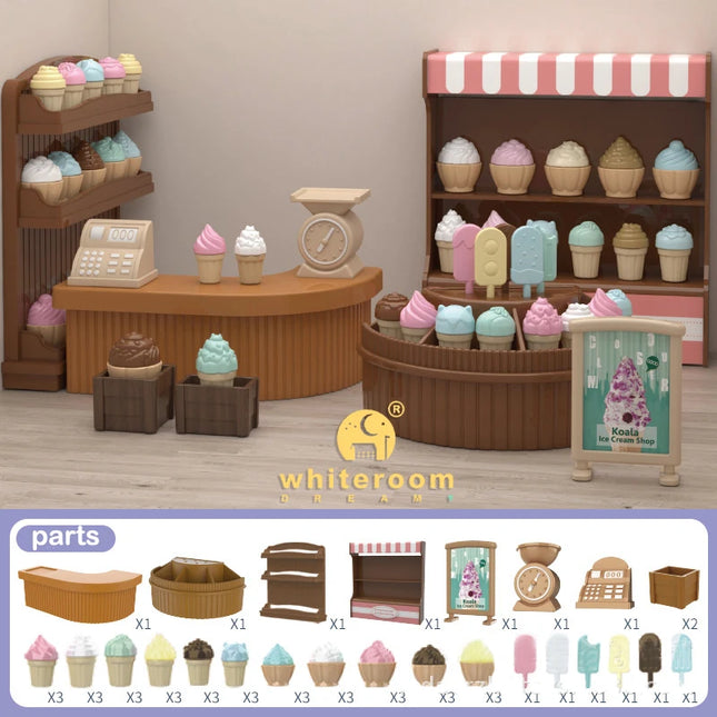 Small Dolls Mini Toys For Girls Gift Present House Accessories DIY Doll Furniture Set Bathroom Kitchen Living Room Bakery