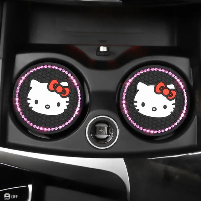 2pcs Sanrio Hello Kitty Car cup Coasters Cartoon car inner Decoration Anti Slip Mat silicone Car Cup pad Gifts for girl friend
