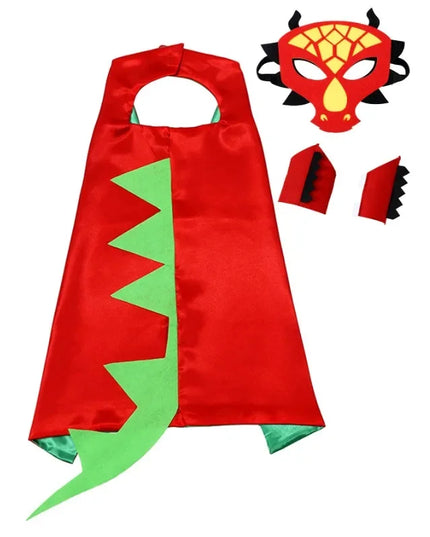 Kids Blue Dinosaur Cloak Dress Up Costume with Tail Mask Animal Play Children Halloween Party Wrist Toys Gifts