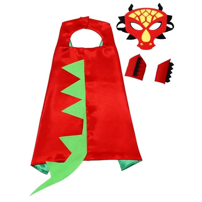 Kids Blue Dinosaur Cloak Dress Up Costume with Tail Mask Animal Play Children Halloween Party Wrist Toys Gifts
