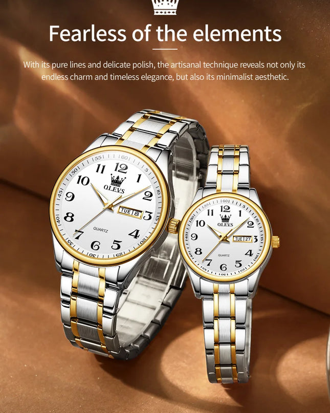 OLEVS 5567 Couple Watches Waterproof Luminous Wristwatch for Lover Date Men‘s and Women's Wristwatch Simple Fashion