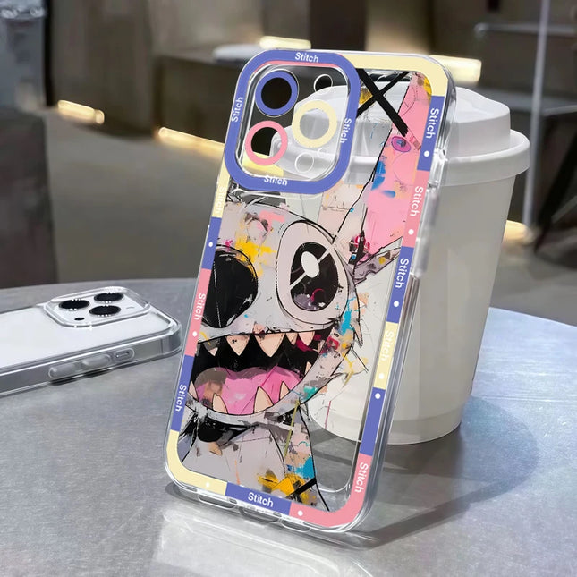 Stitch Artistic Transparent Phone Case For IPhone 17 Air 16 14 12 11 Pro Max 15 Plus 13 Mini 16E Fashion TPU Silicone Soft Cover