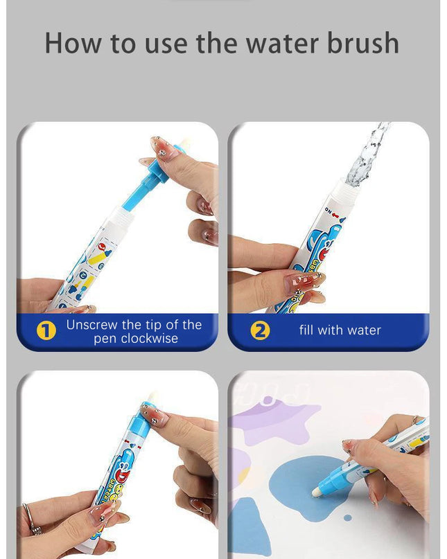 80x80CM Magic Water Drawing Mat Coloring Doodle Mat Montessori Painting Board Painting Pad Magic Pens Kids Educational Toy Gifts