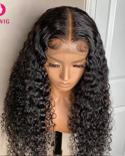 13x4 HD Lace Frontal Wig Deep Wave Frontal Wig 100% Brazilian Curly Human Hair Wigs 4x4 Transparent Lace Front Wig Pre Plucked