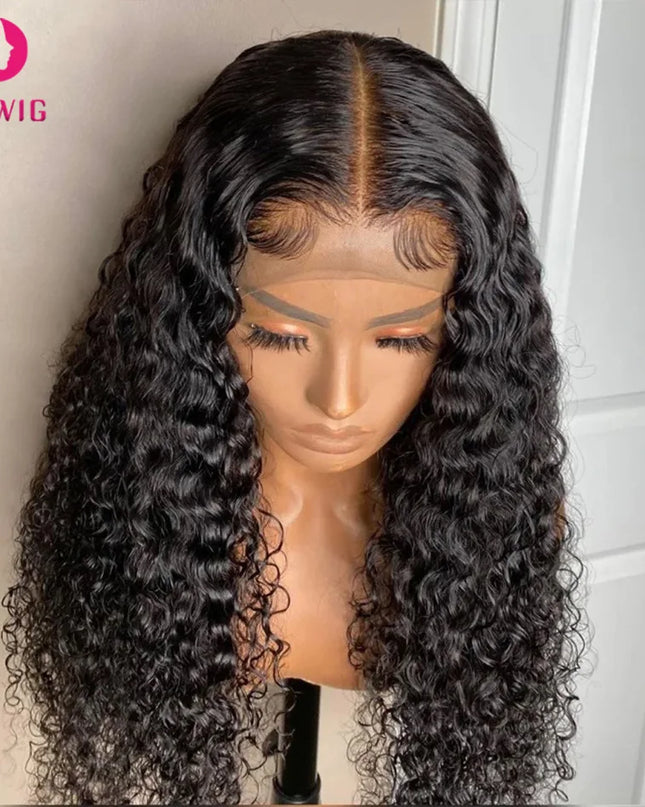 13x4 HD Lace Frontal Wig Deep Wave Frontal Wig 100% Brazilian Curly Human Hair Wigs 4x4 Transparent Lace Front Wig Pre Plucked