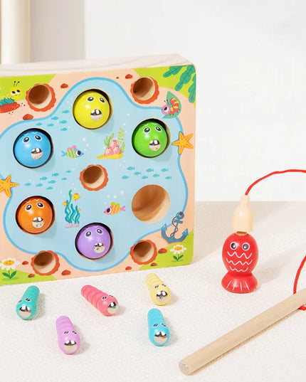 Wooden Fishing Game Toys Children Early Education Color Cognitive Toy Kids Interactive Games Toys for Gifts Fine Motor Skill