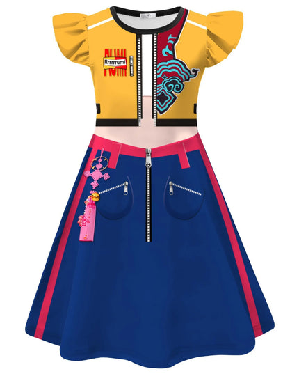Kids KPop Demon Hunters Dress Clothes Cosplay Costume Girls Cartoon Rumi Dresses Children Casual Girl Dress Halloween Xmas Party