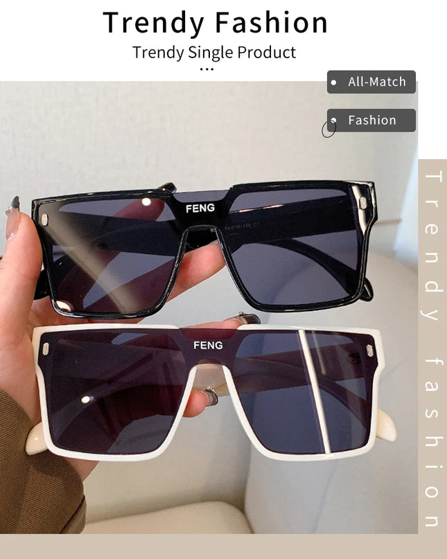 Sunglasses Men Fashion Oversized Square Frame Punk Glasses Brand Designer Women Large Eyewear Shades UV400 Protection Eyeglasses