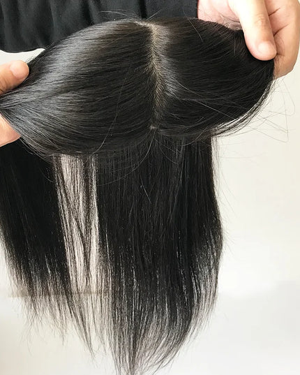 6x6 inch Human Hair Silk Topper With 2CM PU Around Virgin Human Hair Topper Straight For Women