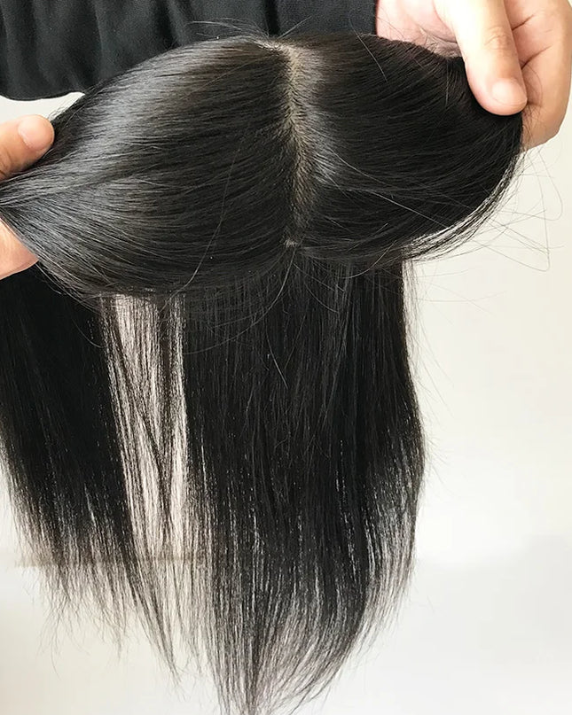 6x6 inch Human Hair Silk Topper With 2CM PU Around Virgin Human Hair Topper Straight For Women