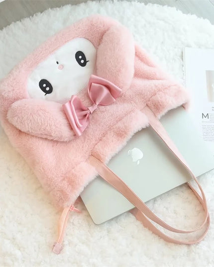 My Melody Kuromi Shoulder Bag Kawaii Japanese Style Plush Bag Pochacco Cinnamoroll HandBag Tote Package For Girl Student Gifts