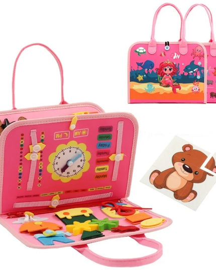 Montessori Busy Board Educational Activity Developing Sensory Board Fine Basic Dress Motor Skills Travel Toy Gift for Boys Girls
