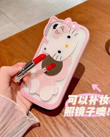 Sanrio Hello Kitty make-up mirror phone case for iPhone 16 case protective cover fall-proof transparent premium feeling