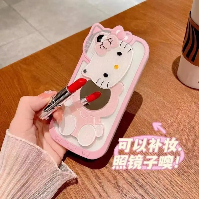 Sanrio Hello Kitty make-up mirror phone case for iPhone 16 case protective cover fall-proof transparent premium feeling