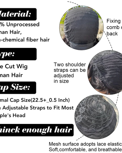 Short Human Hair Wigs for Black Women Pixie Cut Wig Human Hair Wig Glueless Wigs for Women Short Pixie Straight Human Hair Wigs